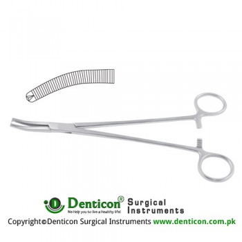 Wertheim Hysterectomy Forcep Curved - 1 x 2 Teeth Stainless Steel, 22.5 cm - 8 3/4"